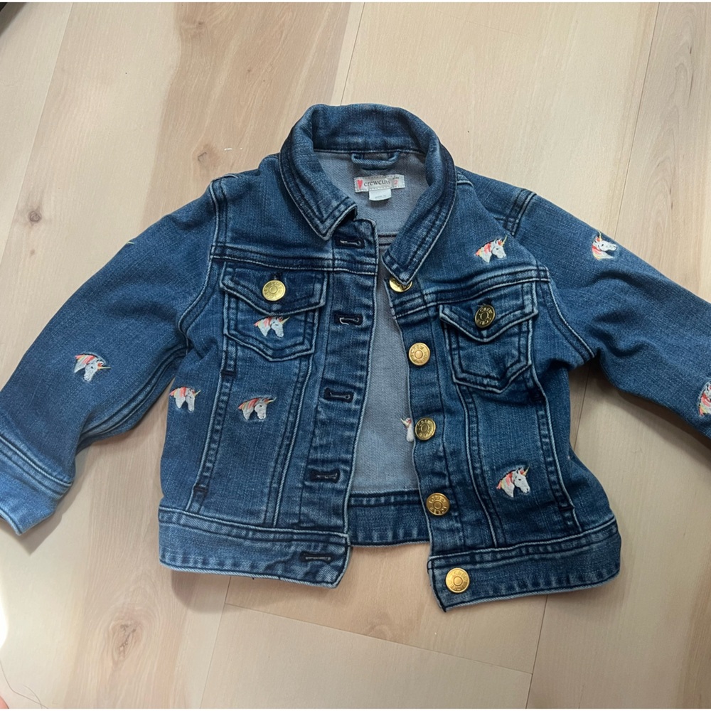 J Crew Crewcuts unicorn denim jacket, Size 2T